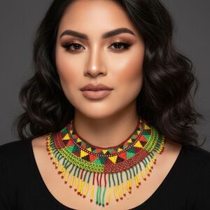 New Beautiful Handmade Colorful Beaded Mexican Collar Necklace